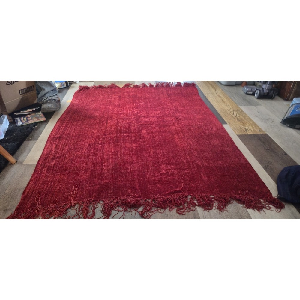 Red Woven Throw Blanket w/ Fringe | Field Gear Home‎ | 5ft x 4ft